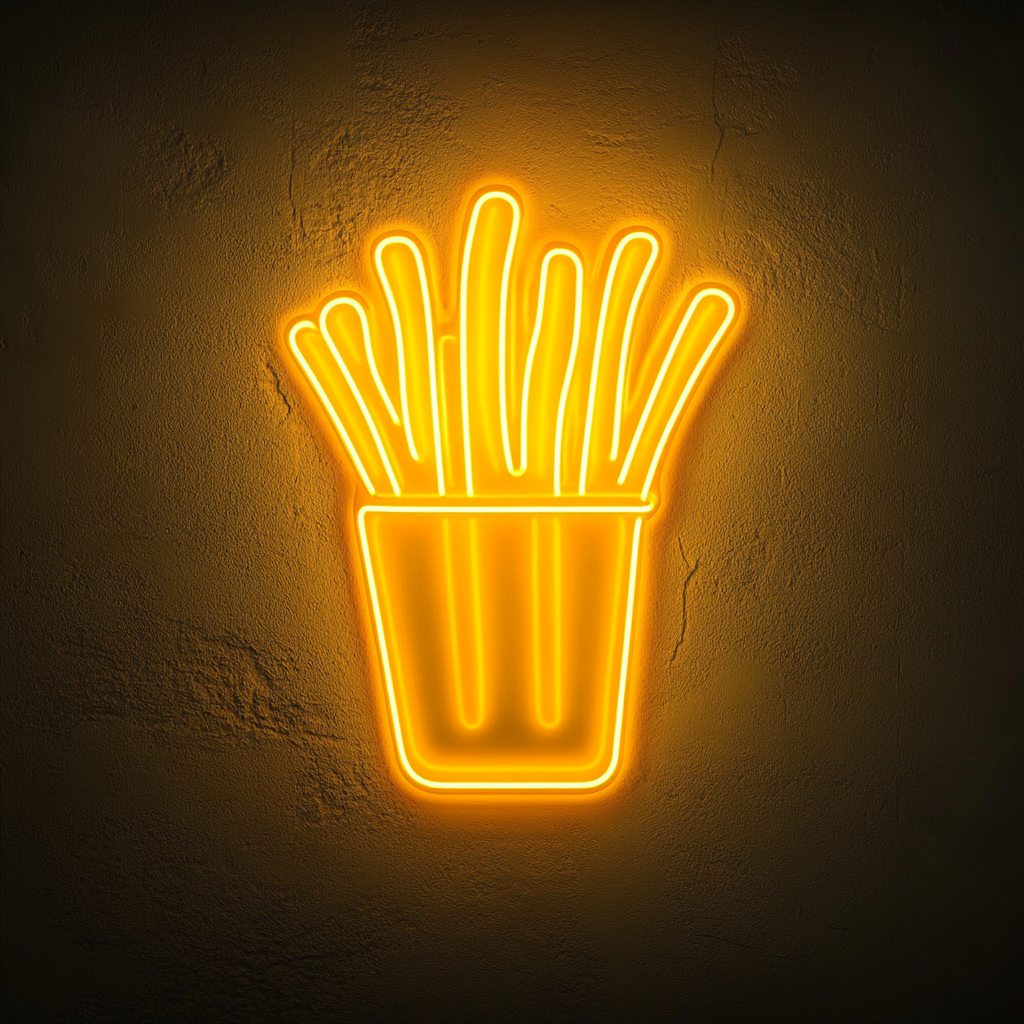 French Fries - Yellow Neon Sign, 24 Inches