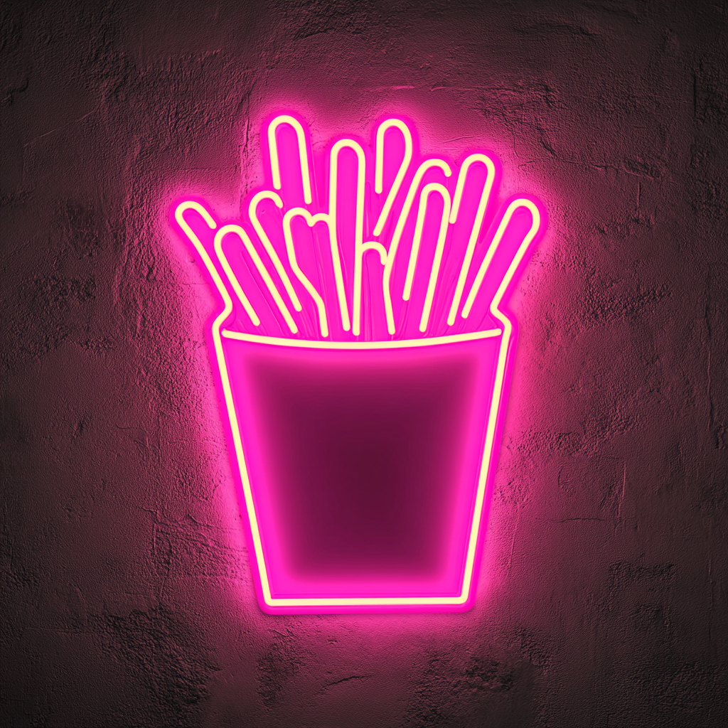 French Fries in Box - Pink Neon Sign, 24 Inches