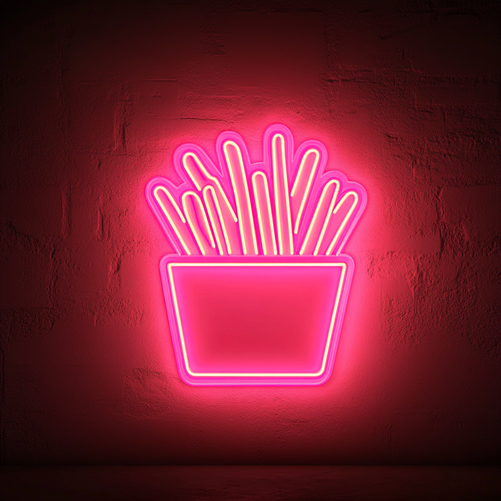 French Fries in Box - Pink Neon Sign, 24 Inches