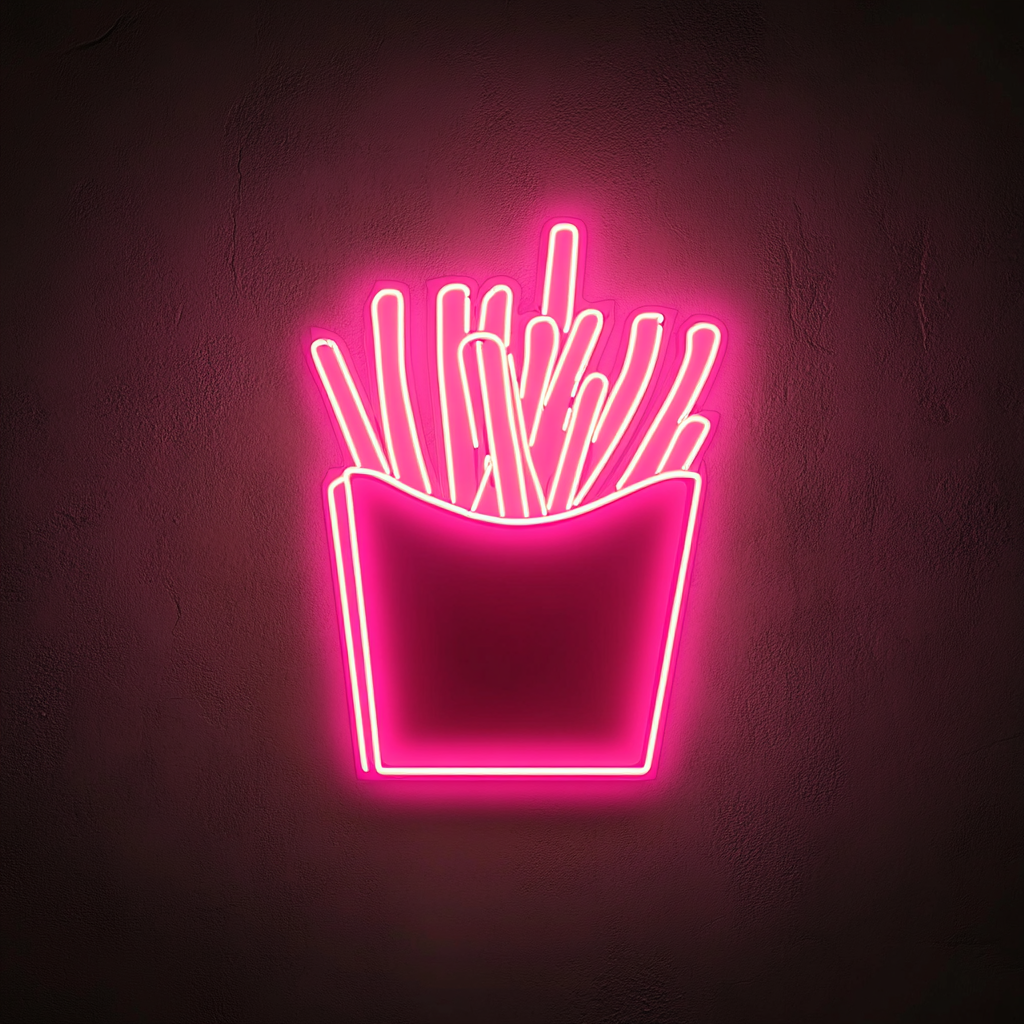 French Fries in Box - Pink Neon Sign, 18 Inches