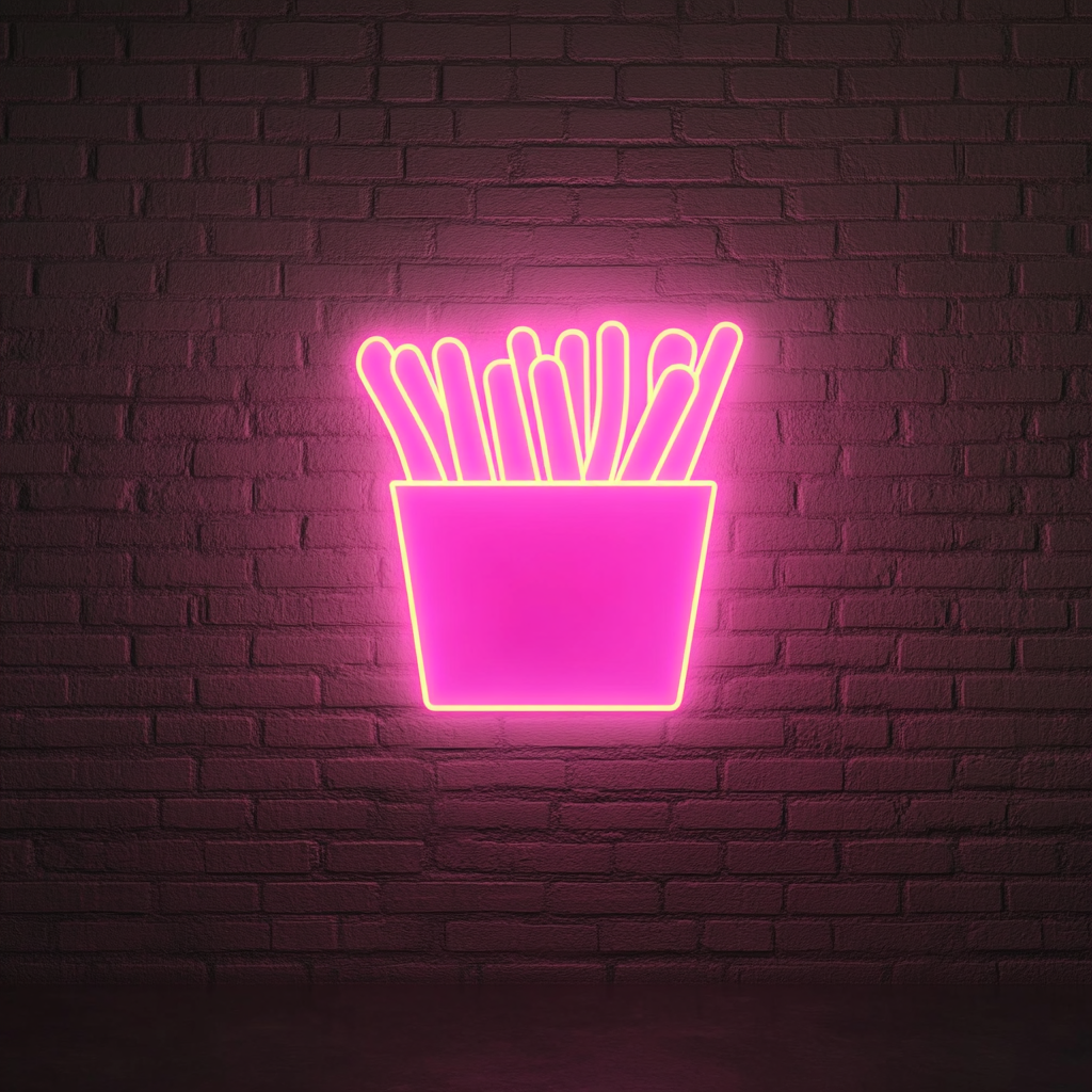 French Fries in Box - Pink Neon Sign, 24 Inches