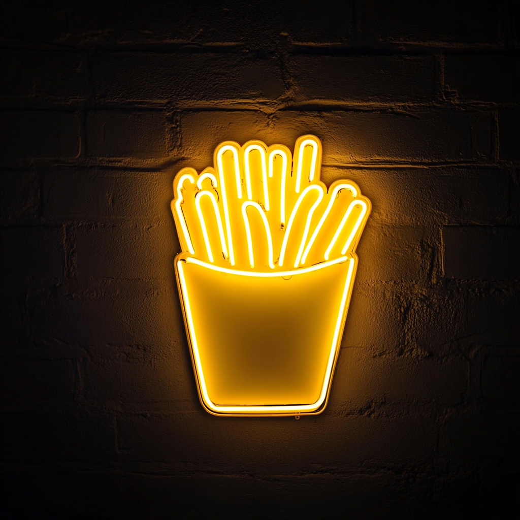 French Fries in Box - Yellow Neon Sign, 24 Inches