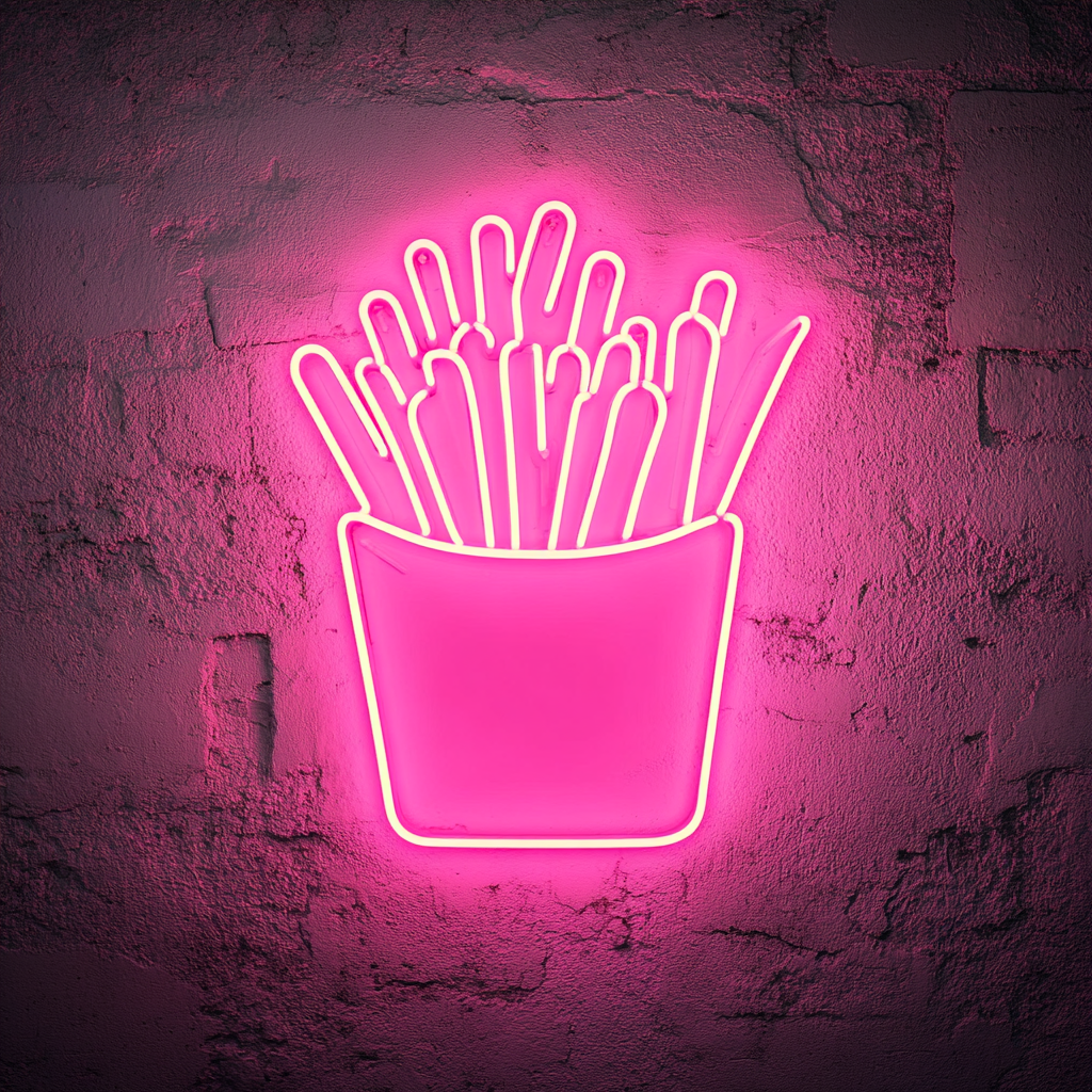 French Fries with Ketchup - Pink Neon Sign, 24 Inches
