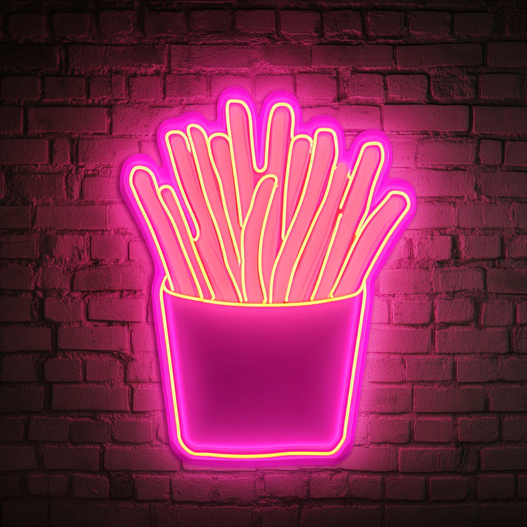 French Fries with Ketchup - Pink Neon Sign, 24 Inches