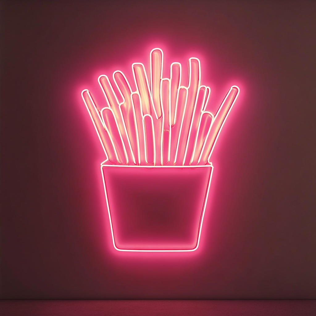 French Fries with Ketchup - Pink Neon Sign, 18 Inches