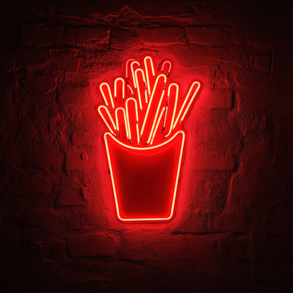 French Fries with Ketchup - Red Neon Sign, 24 Inches