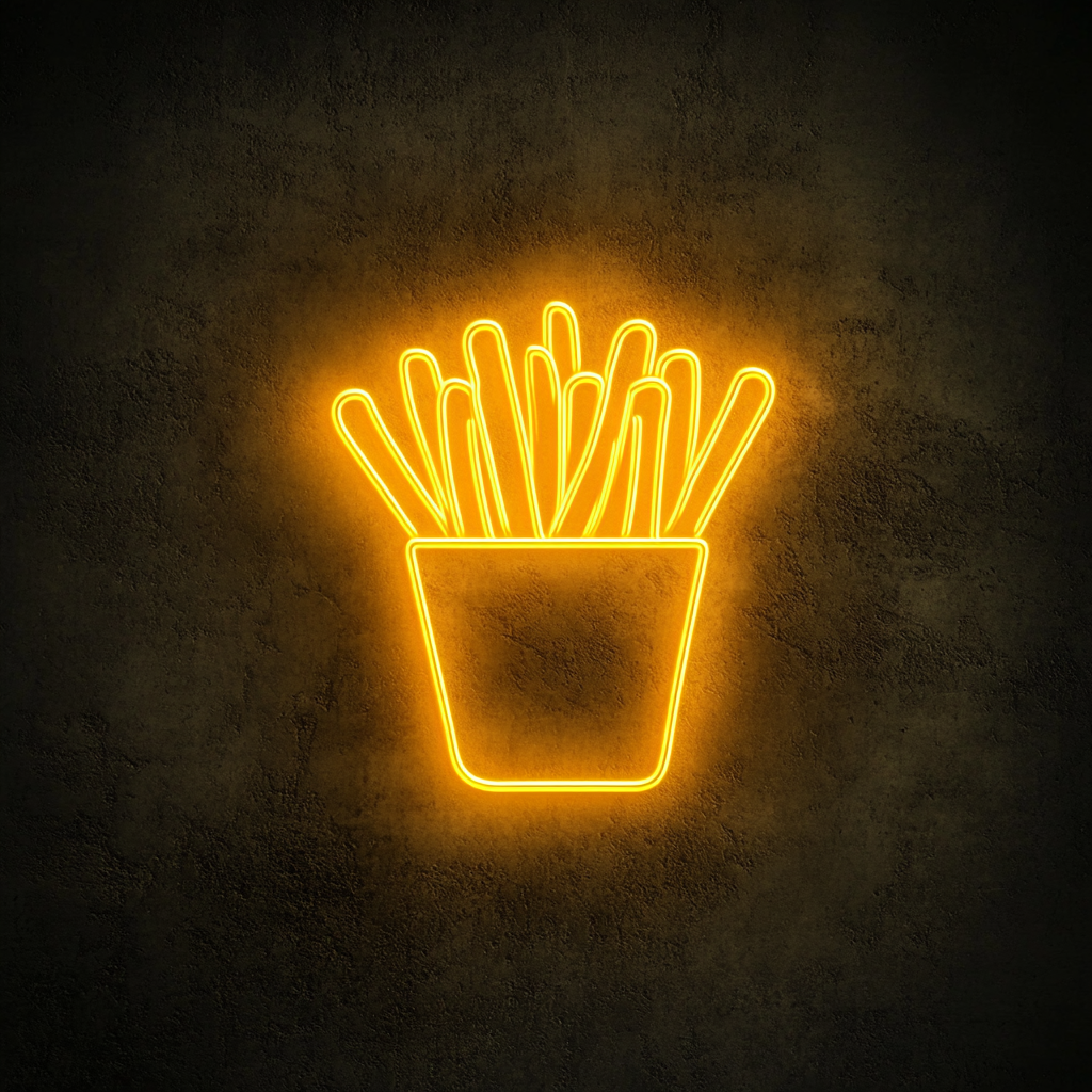 French Fries with Ketchup - Yellow Neon Sign, 24 Inches