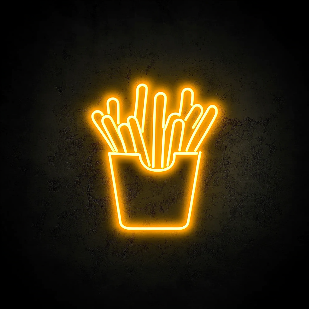 French Fries with Ketchup - Yellow Neon Sign, 24 Inches