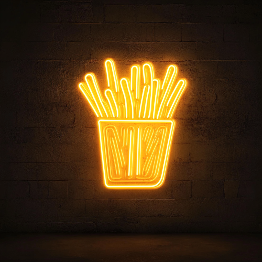 French Fries with Ketchup - Yellow Neon Sign, 24 Inches