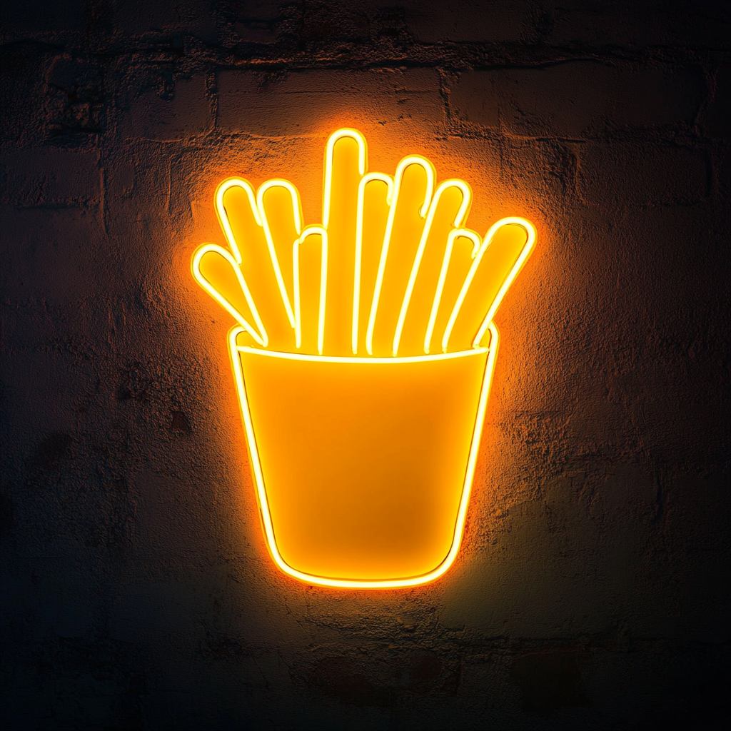 French Fries with Ketchup - Yellow Neon Sign, 18 Inches