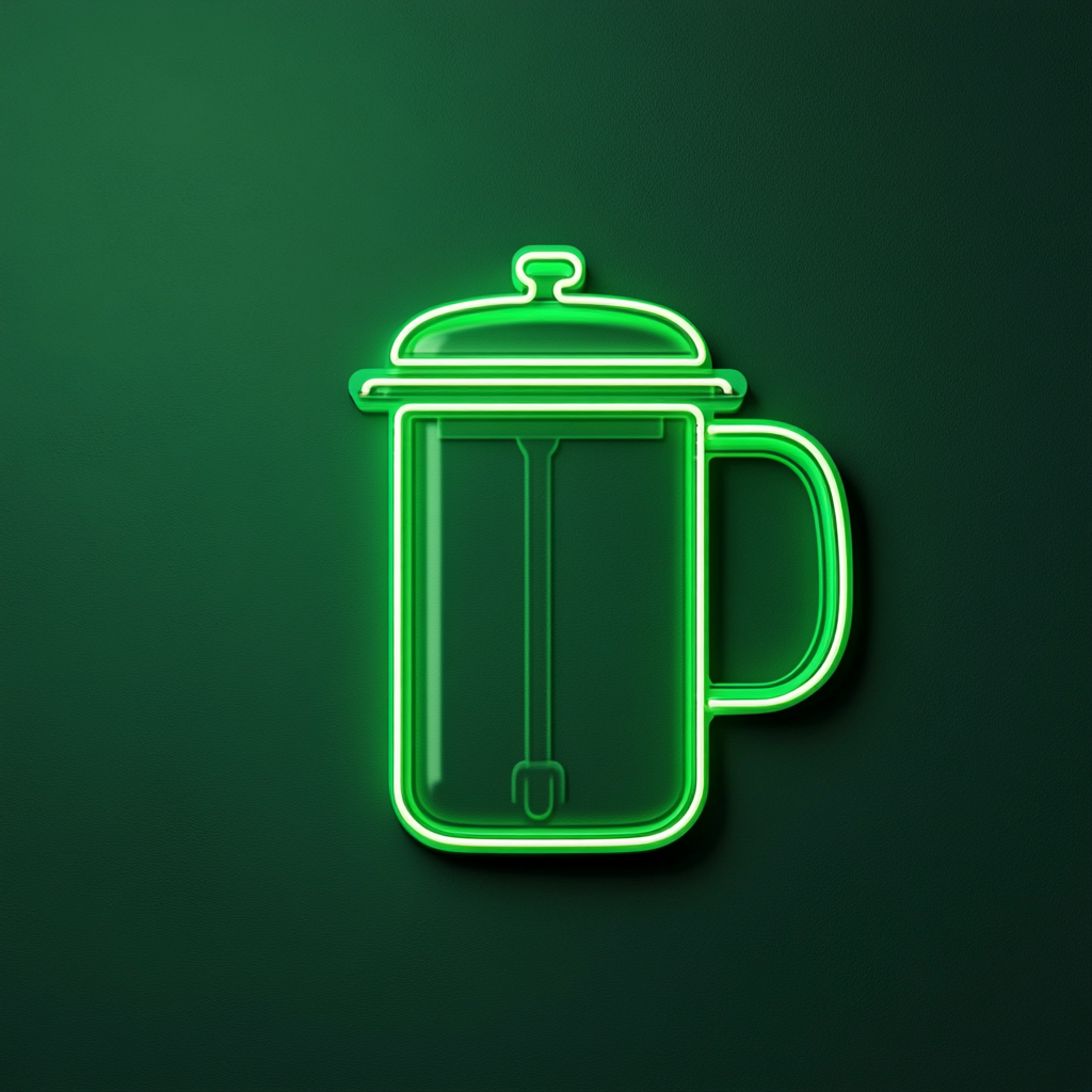 French Press Coffee - Green Neon Sign, 24 Inches