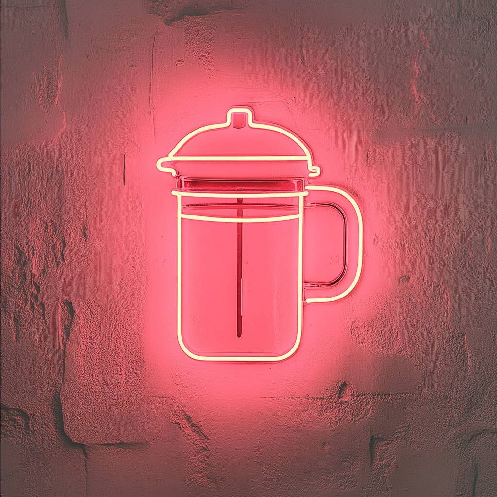 French Press Coffee - Pink Neon Sign, 24 Inches