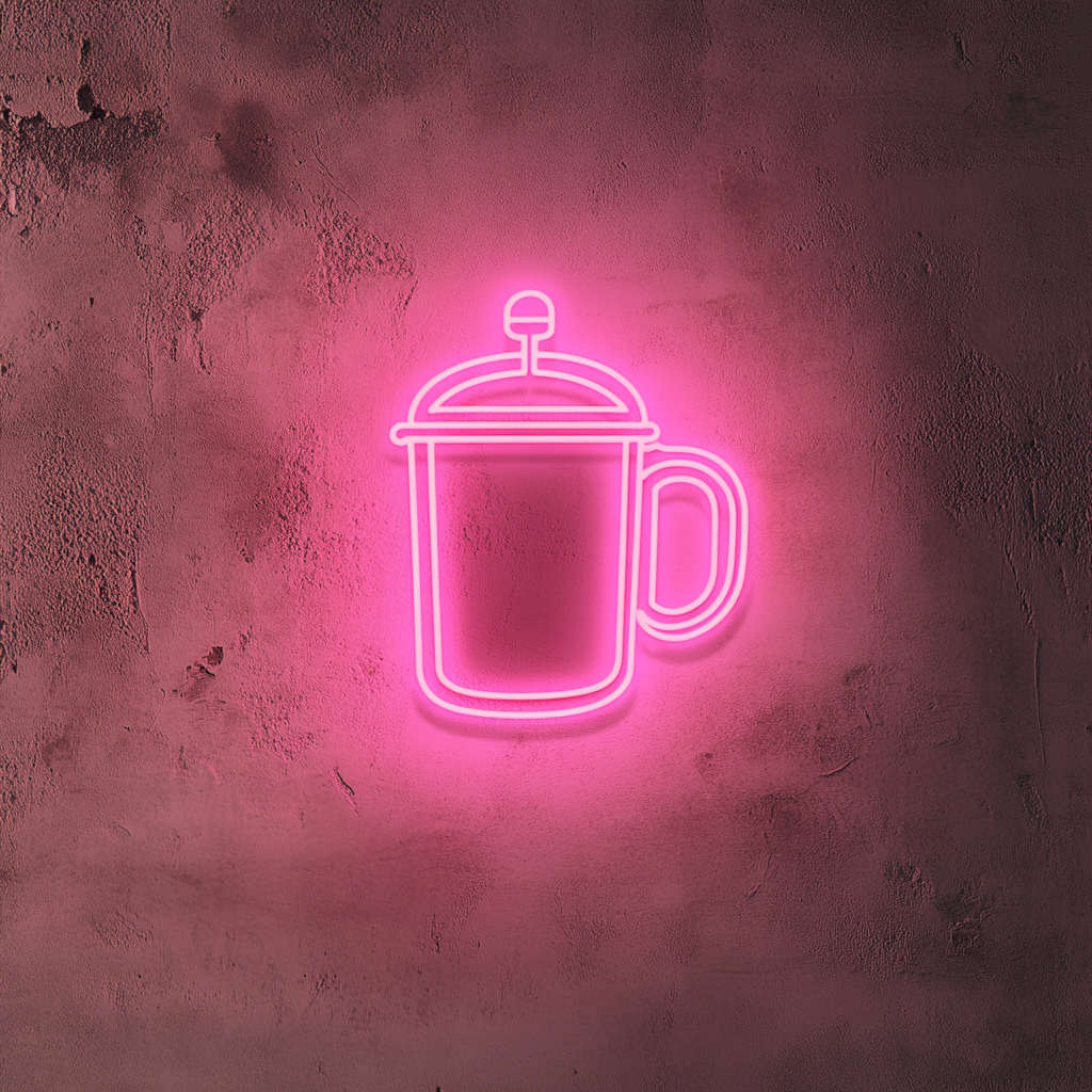 French Press Coffee - Pink Neon Sign, 18 Inches