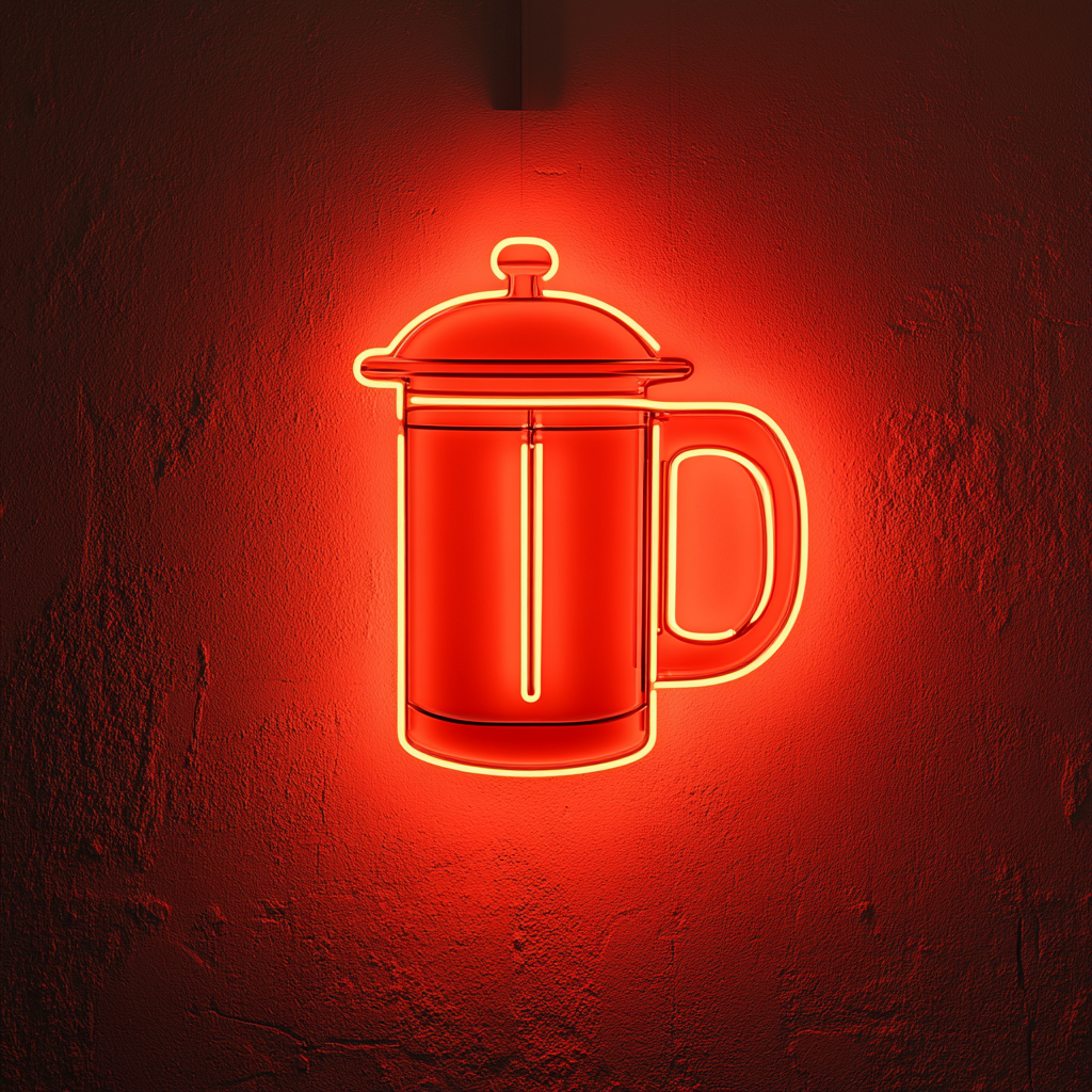 French Press Coffee - Red Neon Sign, 18 Inches