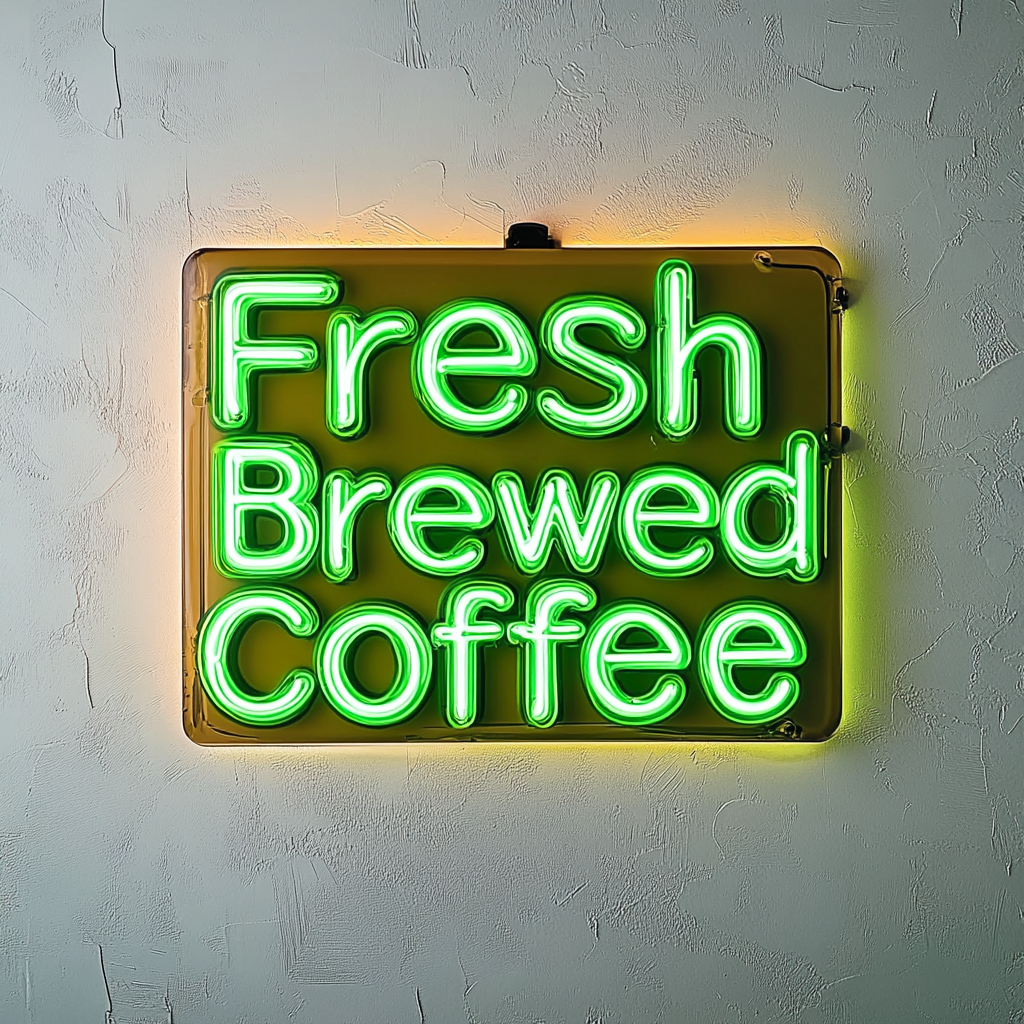 Fresh Brewed Coffee - Green Neon Sign, 24 Inches