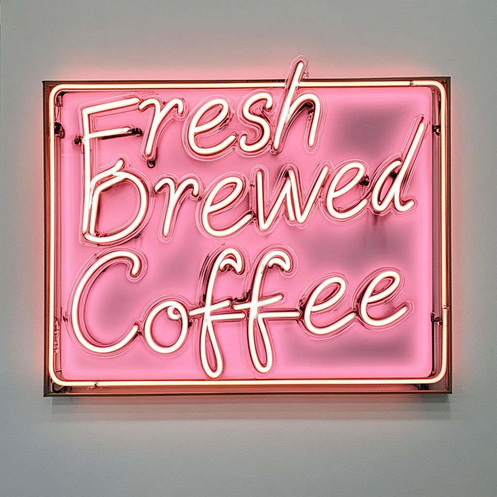 Fresh Brewed Coffee - Pink Neon Sign, 18 Inches