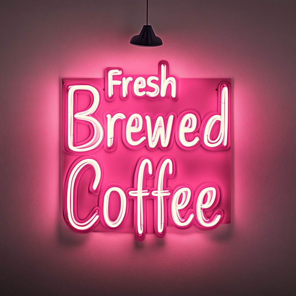 Fresh Brewed Coffee - Pink Neon Sign, 18 Inches