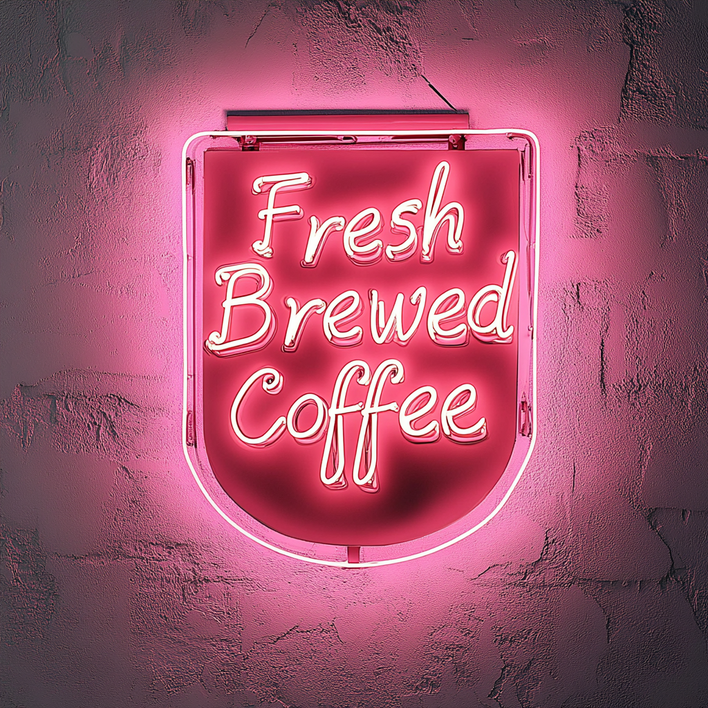 Fresh Brewed Coffee - Pink Neon Sign, 24 Inches