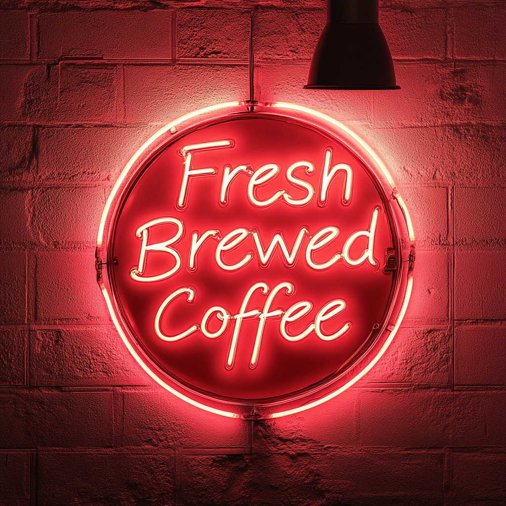 Fresh Brewed Coffee - Red Neon Sign, 24 Inches