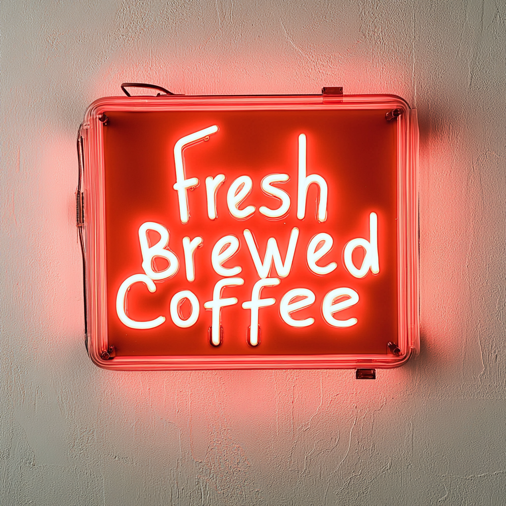 Fresh Brewed Coffee - Red Neon Sign, 18 Inches
