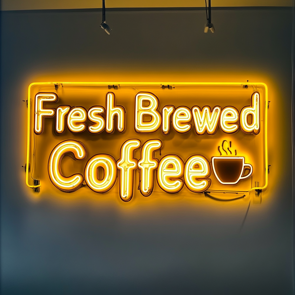 Fresh Brewed Coffee - Yellow Neon Sign, 24 Inches