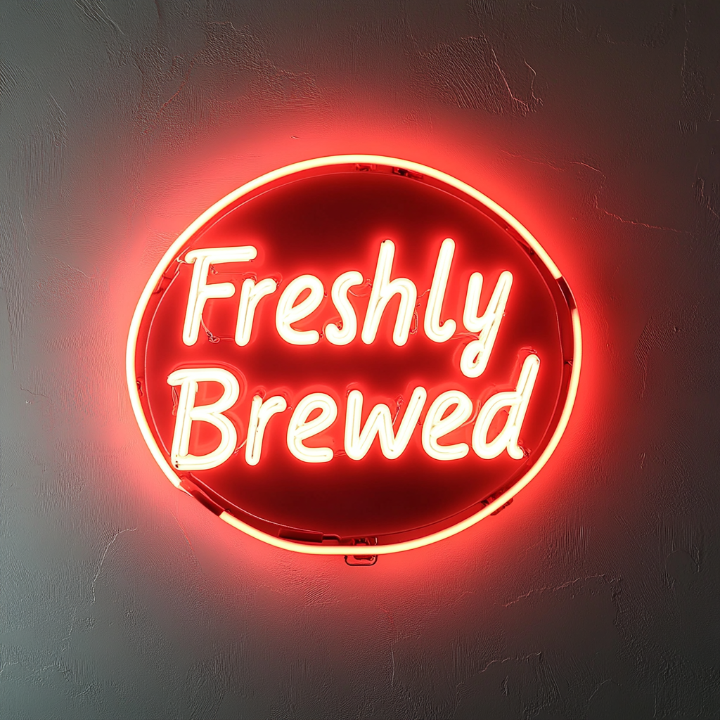 "Freshly Brewed" - Red Neon Sign, 24 Inches