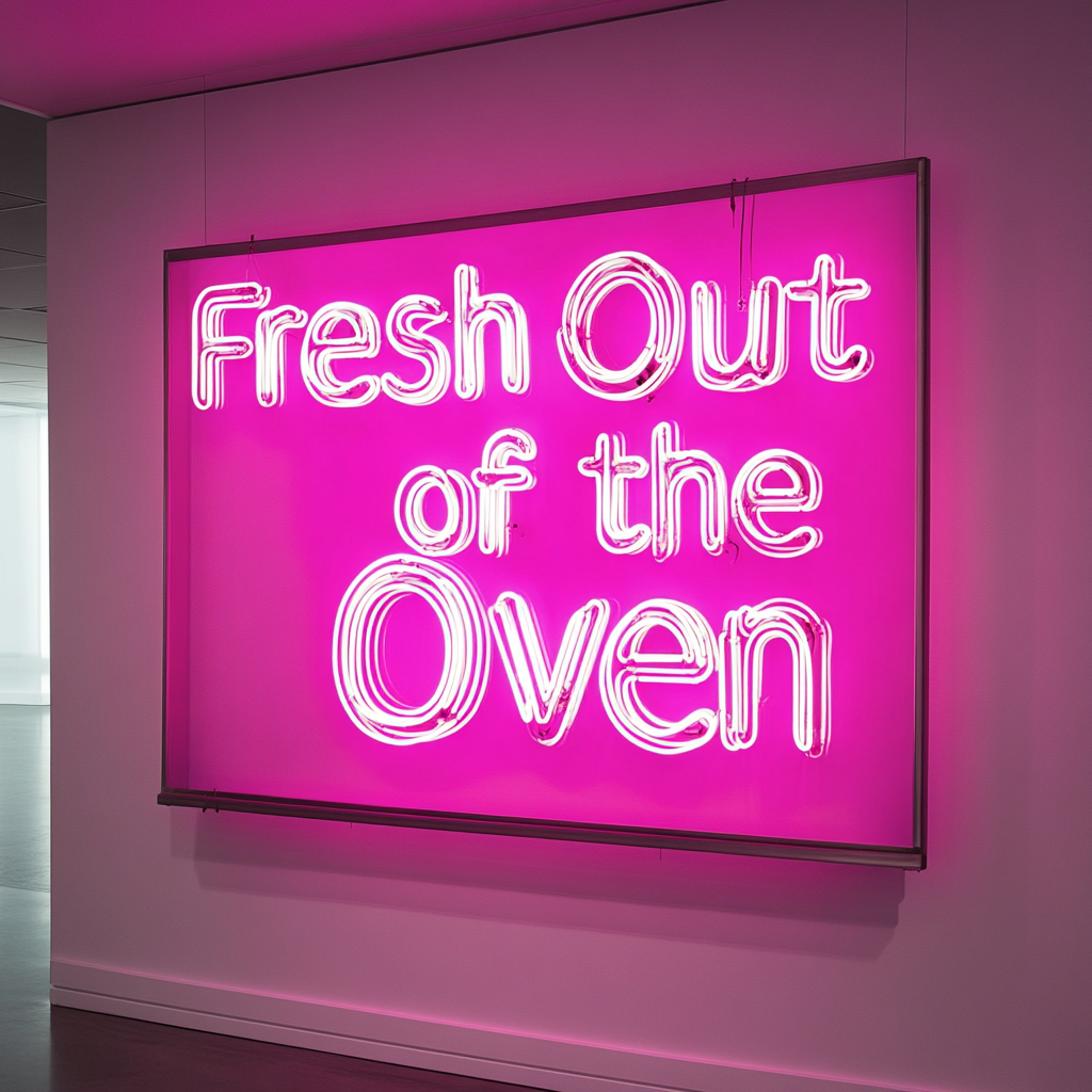 "Fresh Out of the Oven" - Pink Neon Sign, 24 Inches