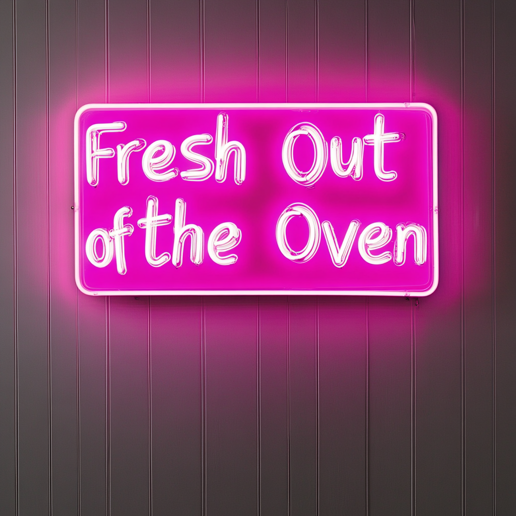 "Fresh Out of the Oven" - Pink Neon Sign, 24 Inches