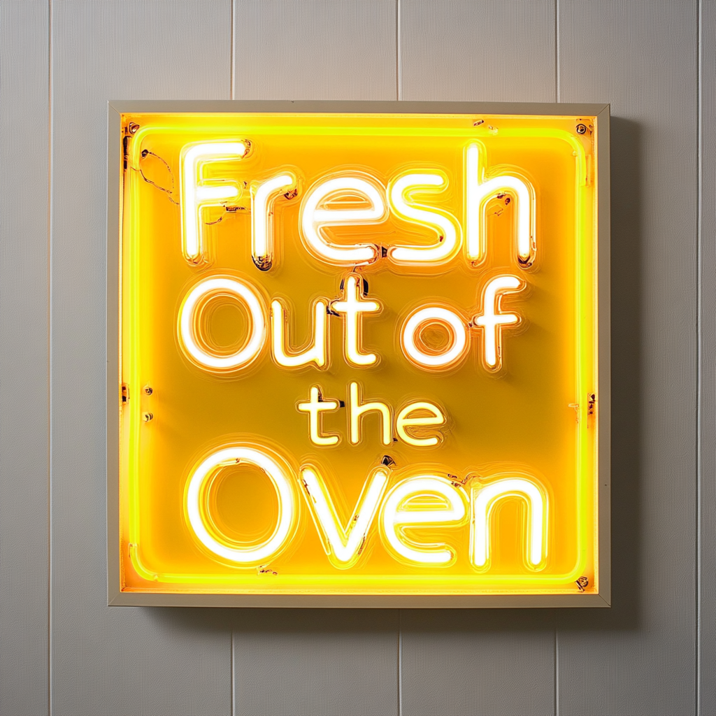 "Fresh Out of the Oven" - Yellow Neon Sign, 24 Inches