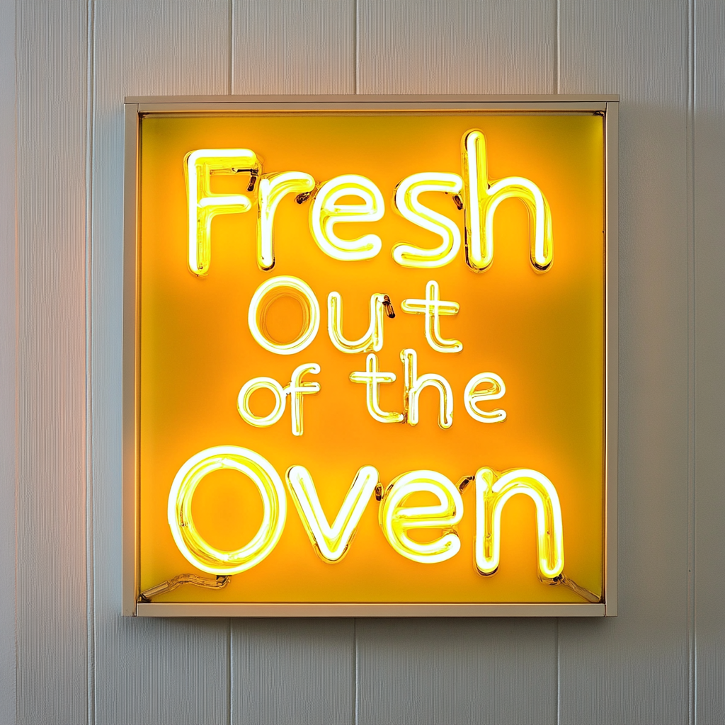 "Fresh Out of the Oven" - Yellow Neon Sign, 24 Inches