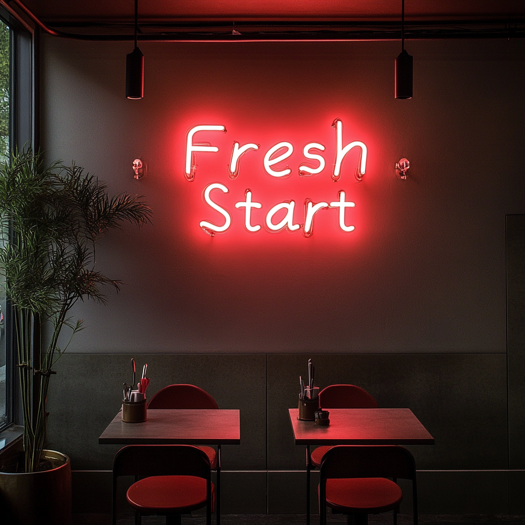 "Fresh Start" - Red Neon Sign, 24 Inches