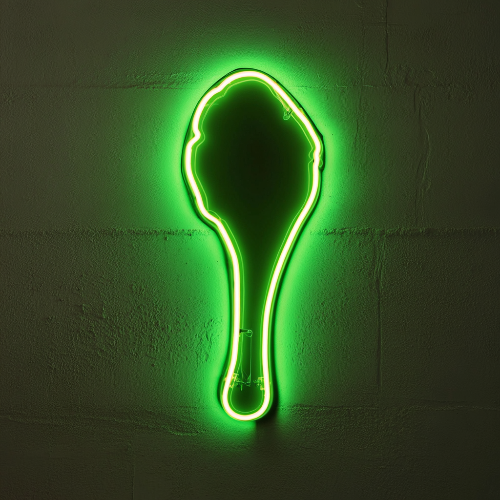 Fried Chicken Drumstick - Green Neon Sign, 18 Inches