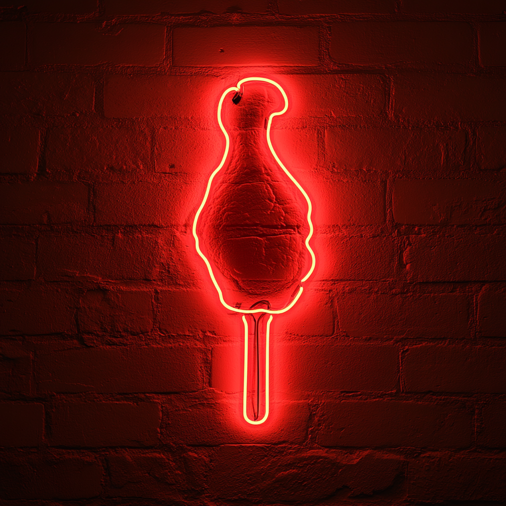 Fried Chicken Drumstick - Red Neon Sign, 24 Inches