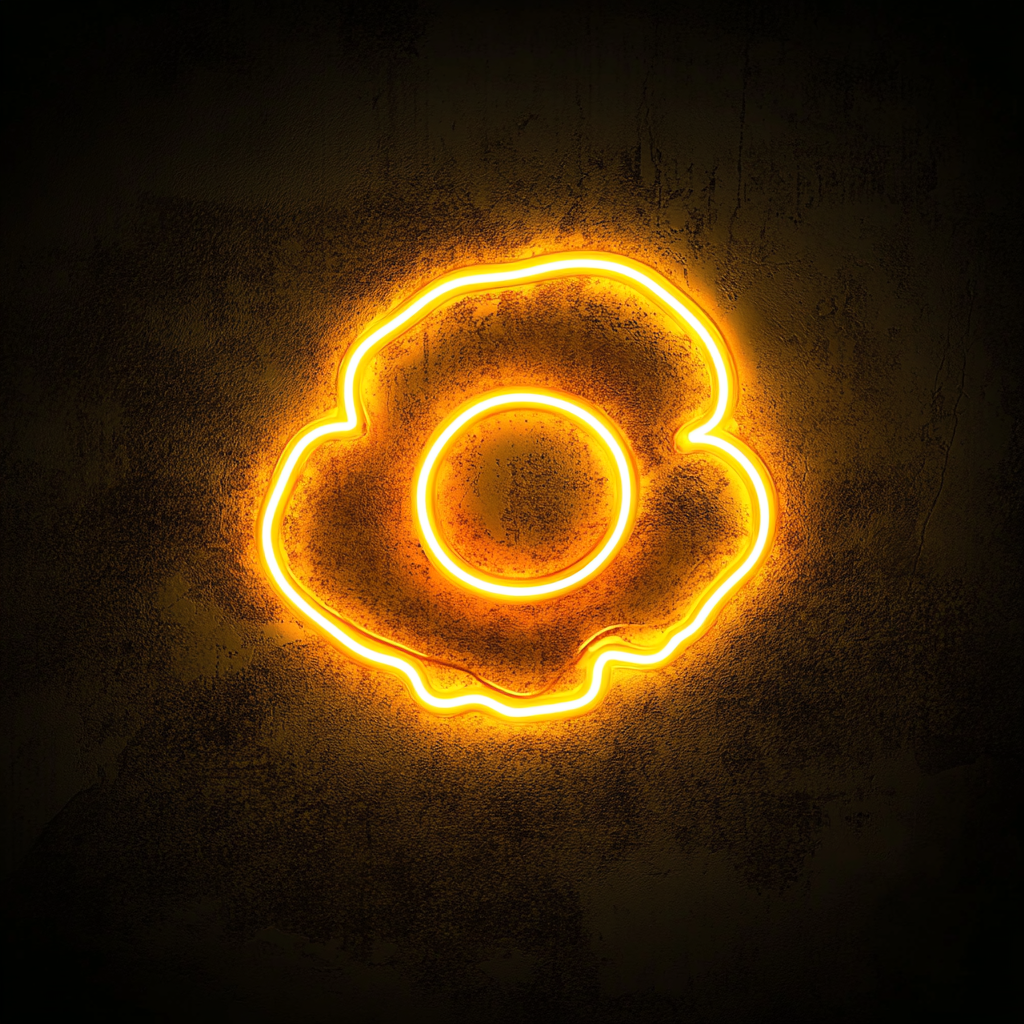 Fried Egg with Bacon - Yellow Neon Sign, 18 Inches