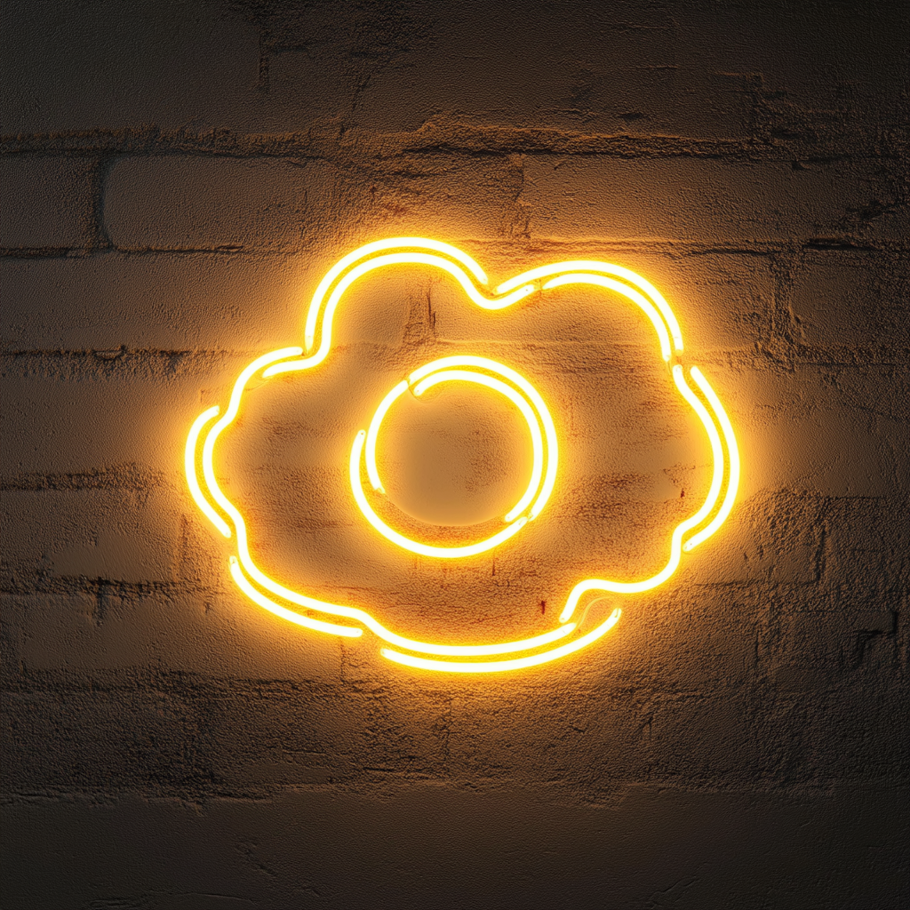 Fried Egg with Bacon - Yellow Neon Sign, 24 Inches