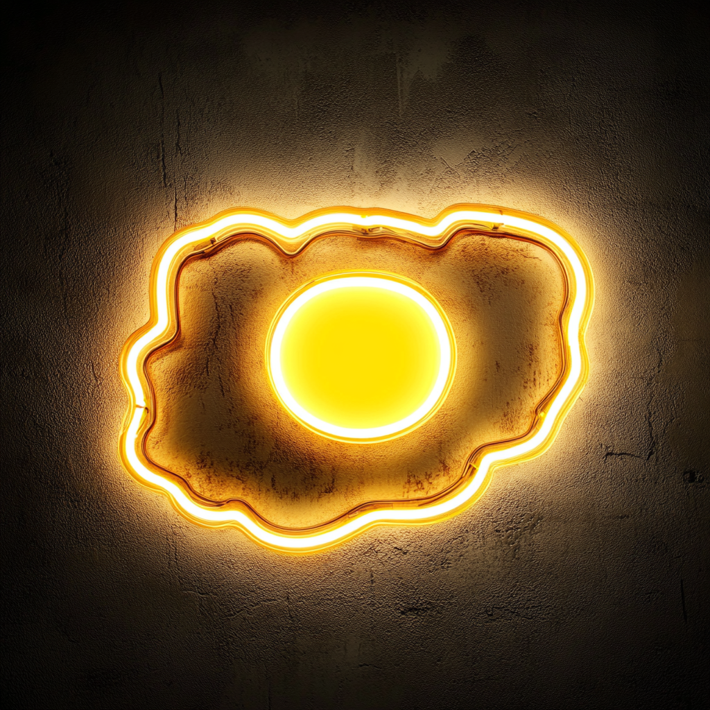 Fried Egg with Bacon - Yellow Neon Sign, 24 Inches