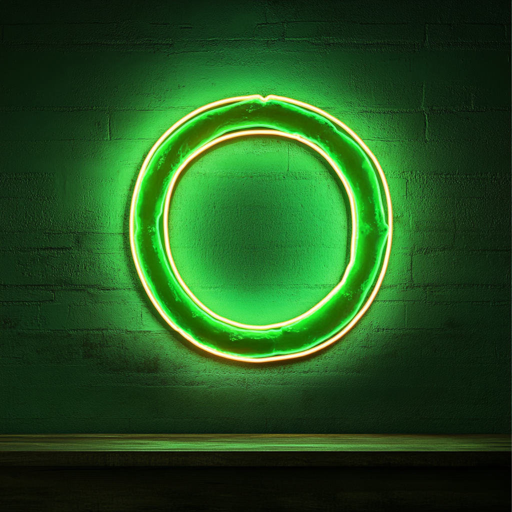 Fried Onion Rings - Green Neon Sign, 18 Inches