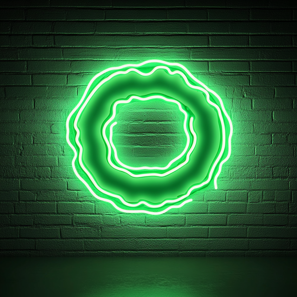 Fried Onion Rings - Green Neon Sign, 18 Inches