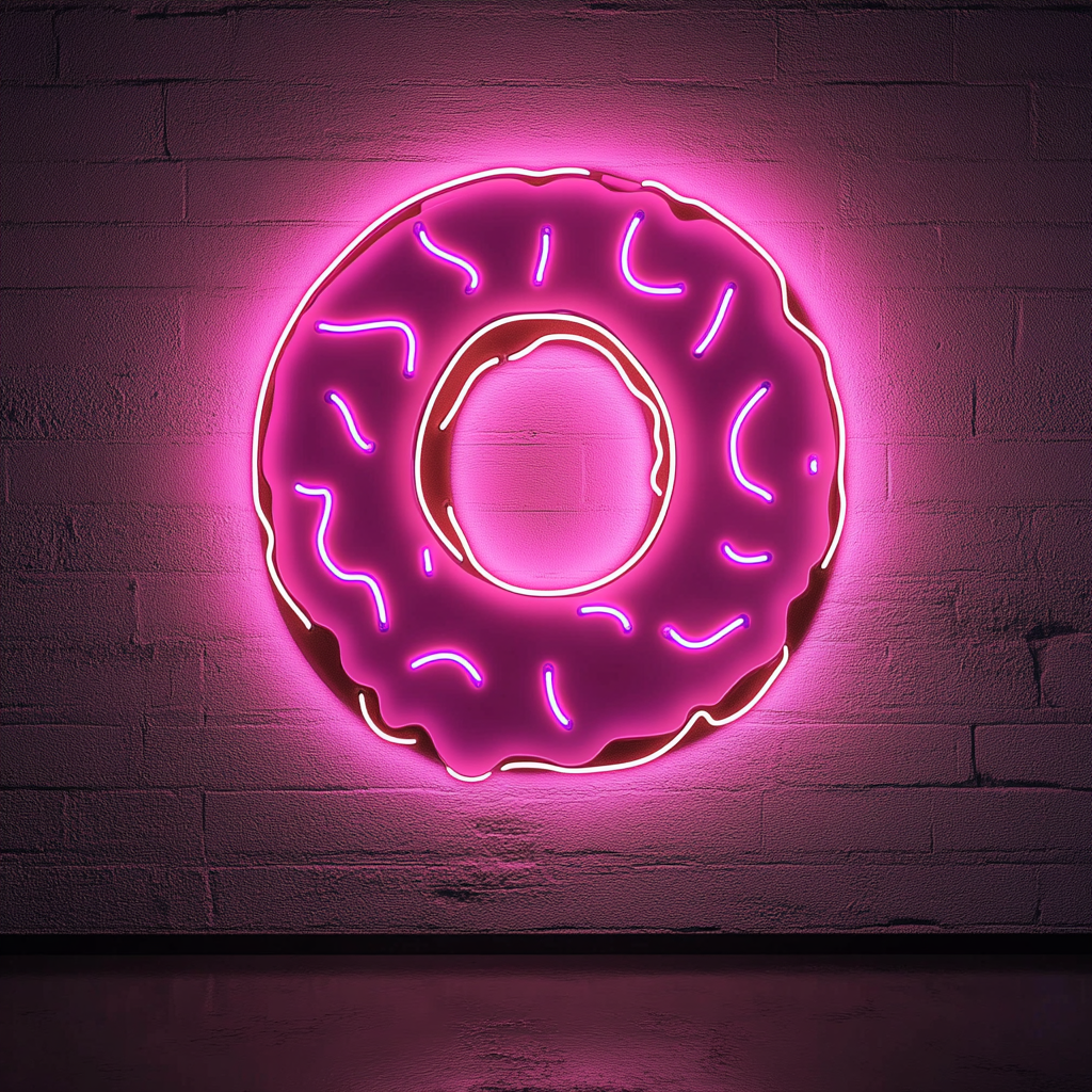Frosted Doughnut with Bite - Pink Neon Sign, 24 Inches