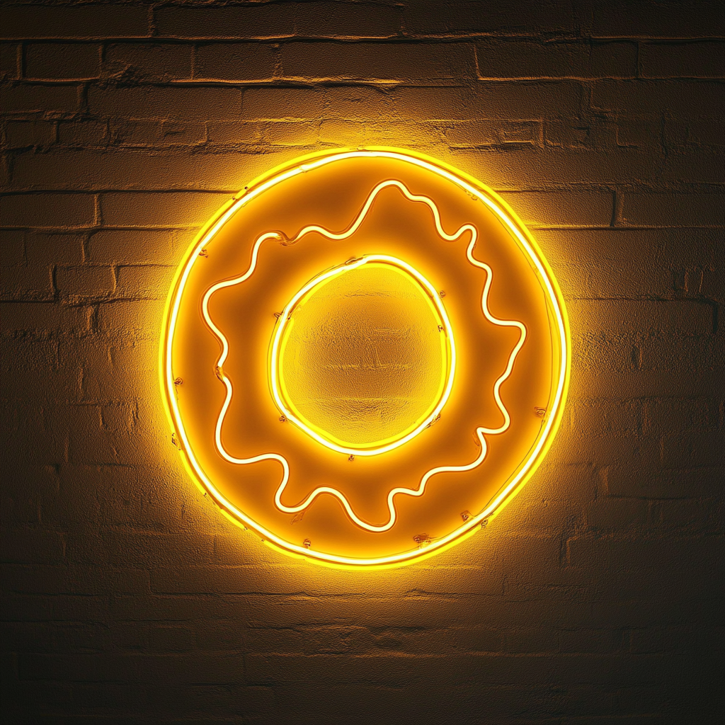Frosted Doughnut with Bite - Yellow Neon Sign, 24 Inches