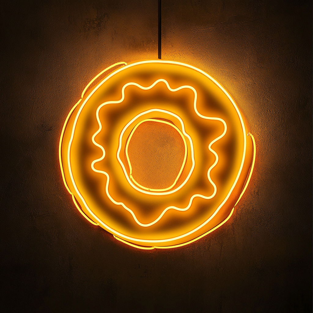 Frosted Doughnut with Bite - Yellow Neon Sign, 24 Inches