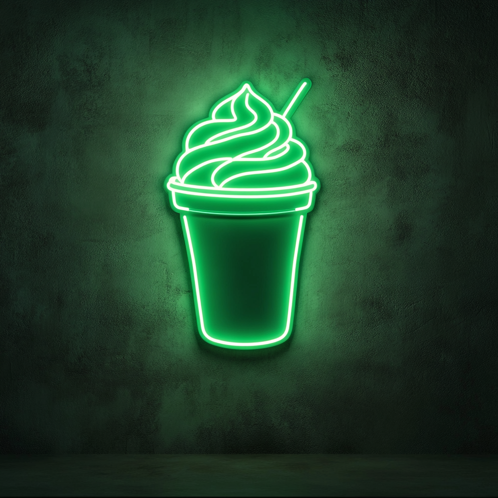 Frozen Coffee Drink - Green Neon Sign, 18 Inches