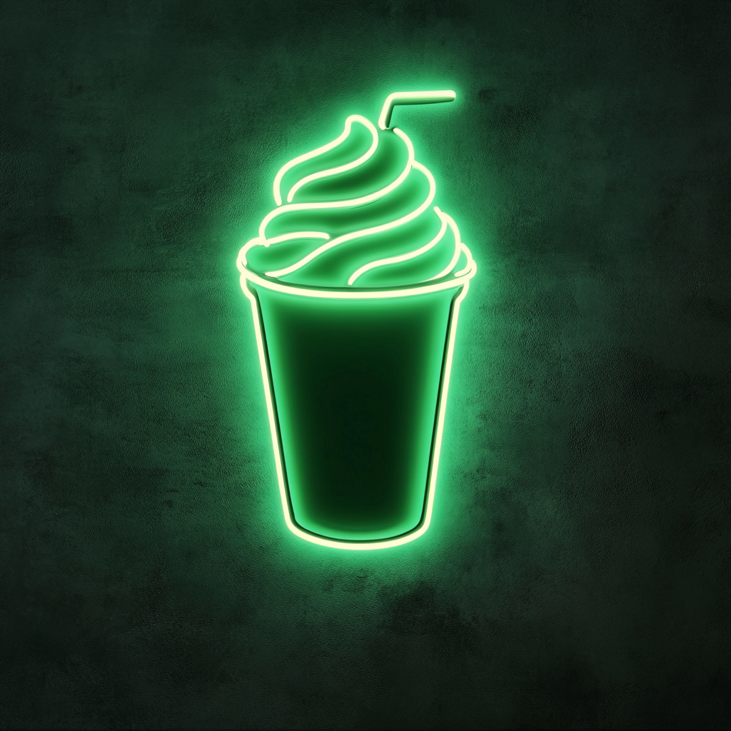 Frozen Coffee Drink - Green Neon Sign, 18 Inches