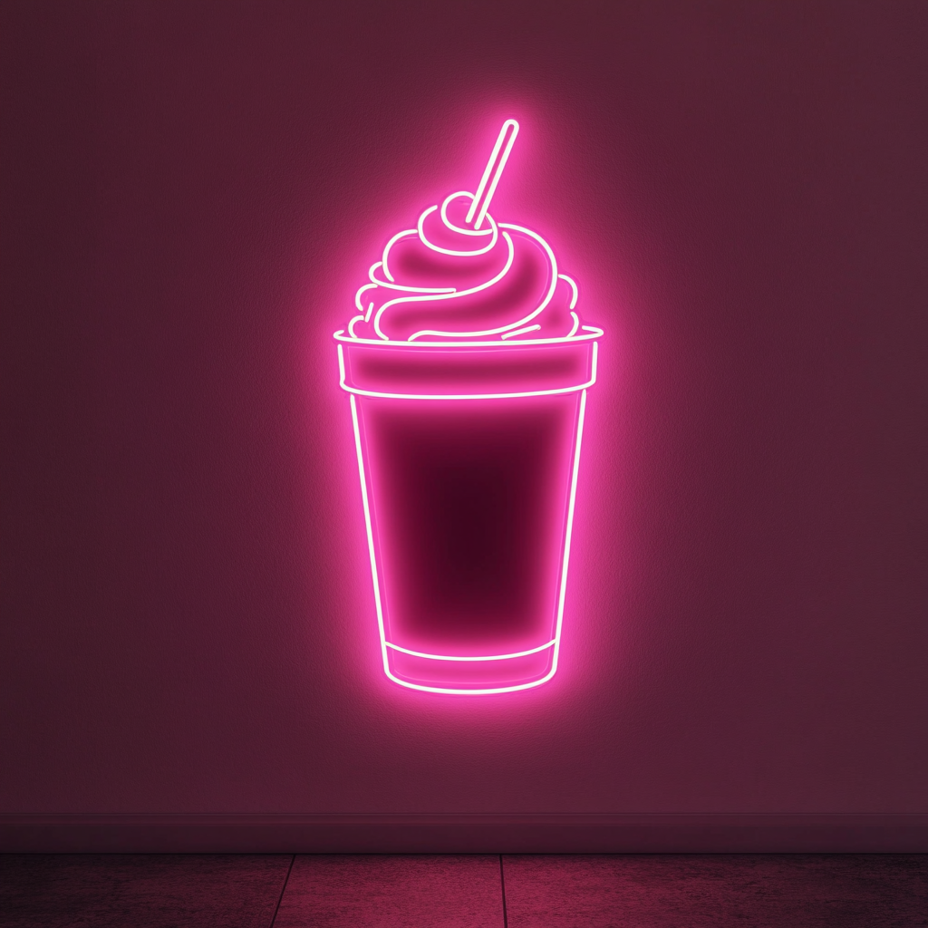 Frozen Coffee Drink - Pink Neon Sign, 18 Inches