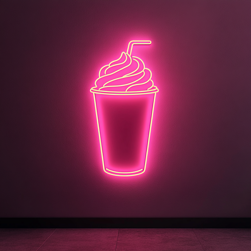 Frozen Coffee Drink - Pink Neon Sign, 18 Inches