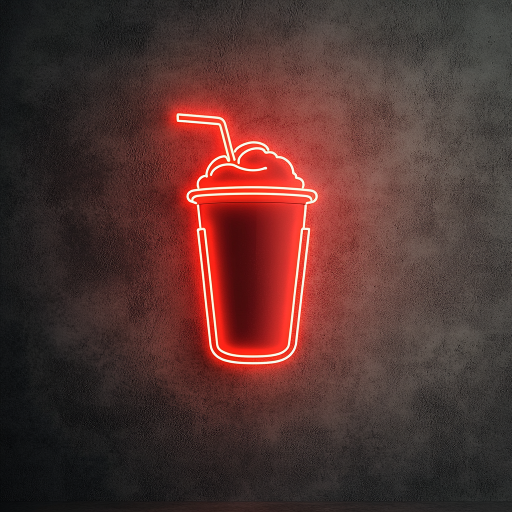 Frozen Coffee Drink - Red Neon Sign, 18 Inches