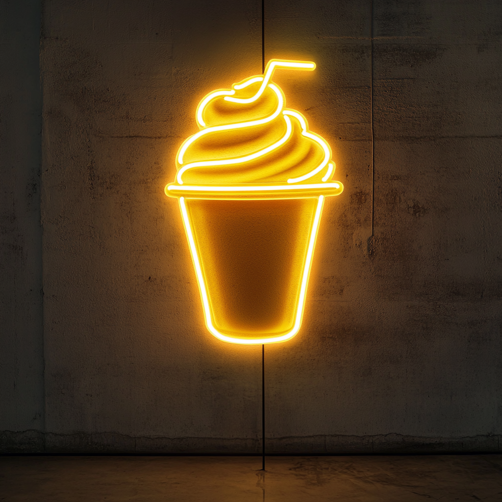 Frozen Coffee Drink - Yellow Neon Sign, 24 Inches