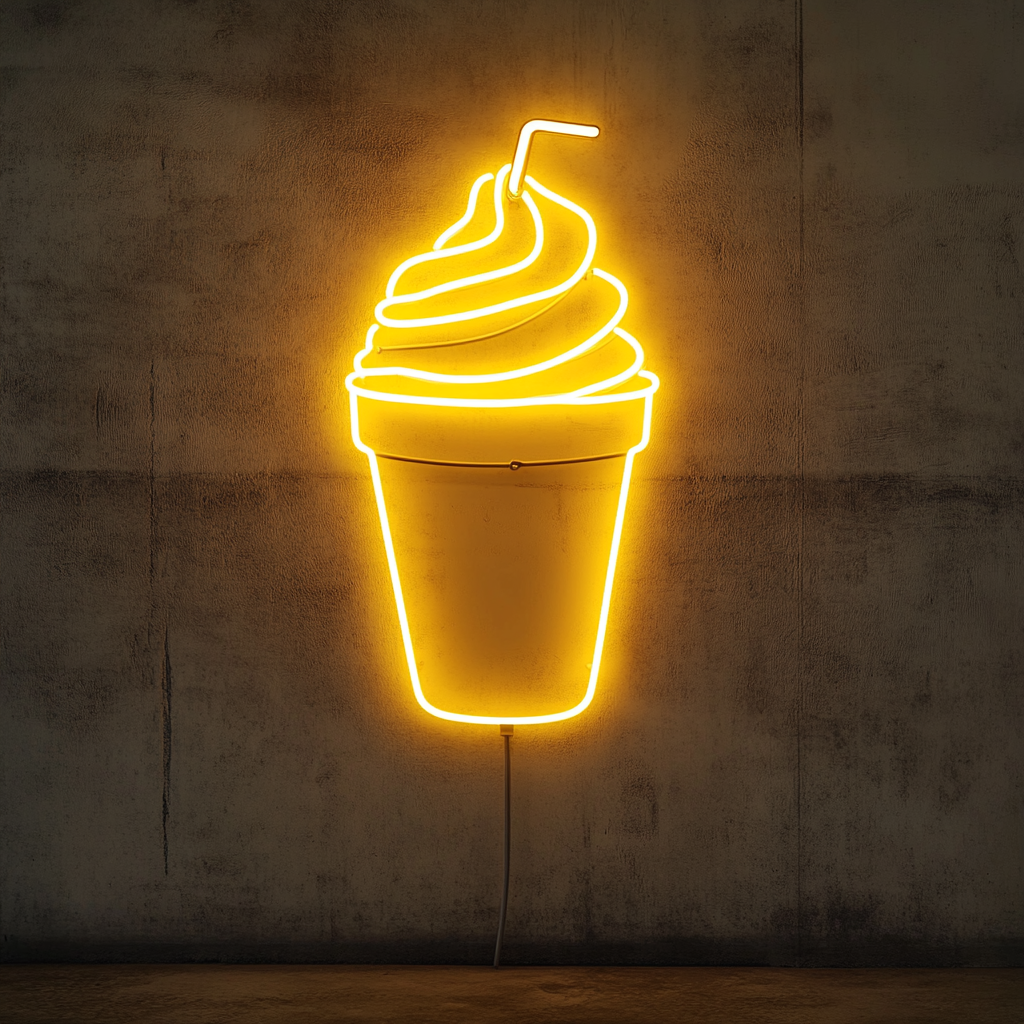 Frozen Coffee Drink - Yellow Neon Sign, 18 Inches