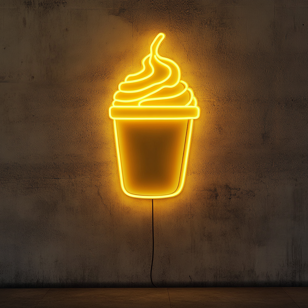 Frozen Coffee Drink - Yellow Neon Sign, 18 Inches