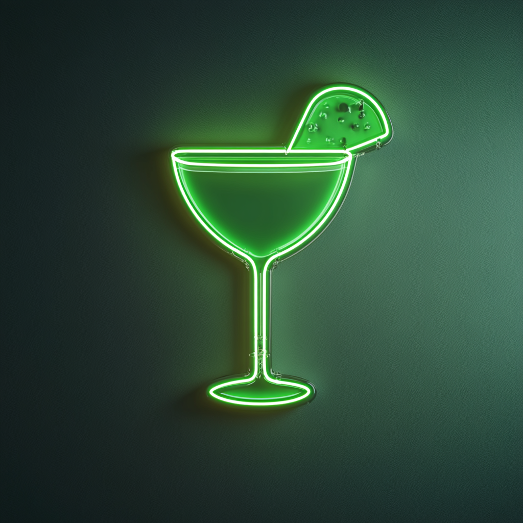 Frozen Margarita Glass - Green Neon Sign, 24 Inches
